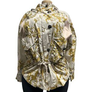 TG-15 BNX Women’s Medium Floral Hooded Jacket Beige Adjustable Waist Outerwear